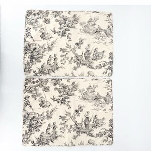Set 2 Country Curtains French Country Toile Pillow Shams Standard Ivory/Black